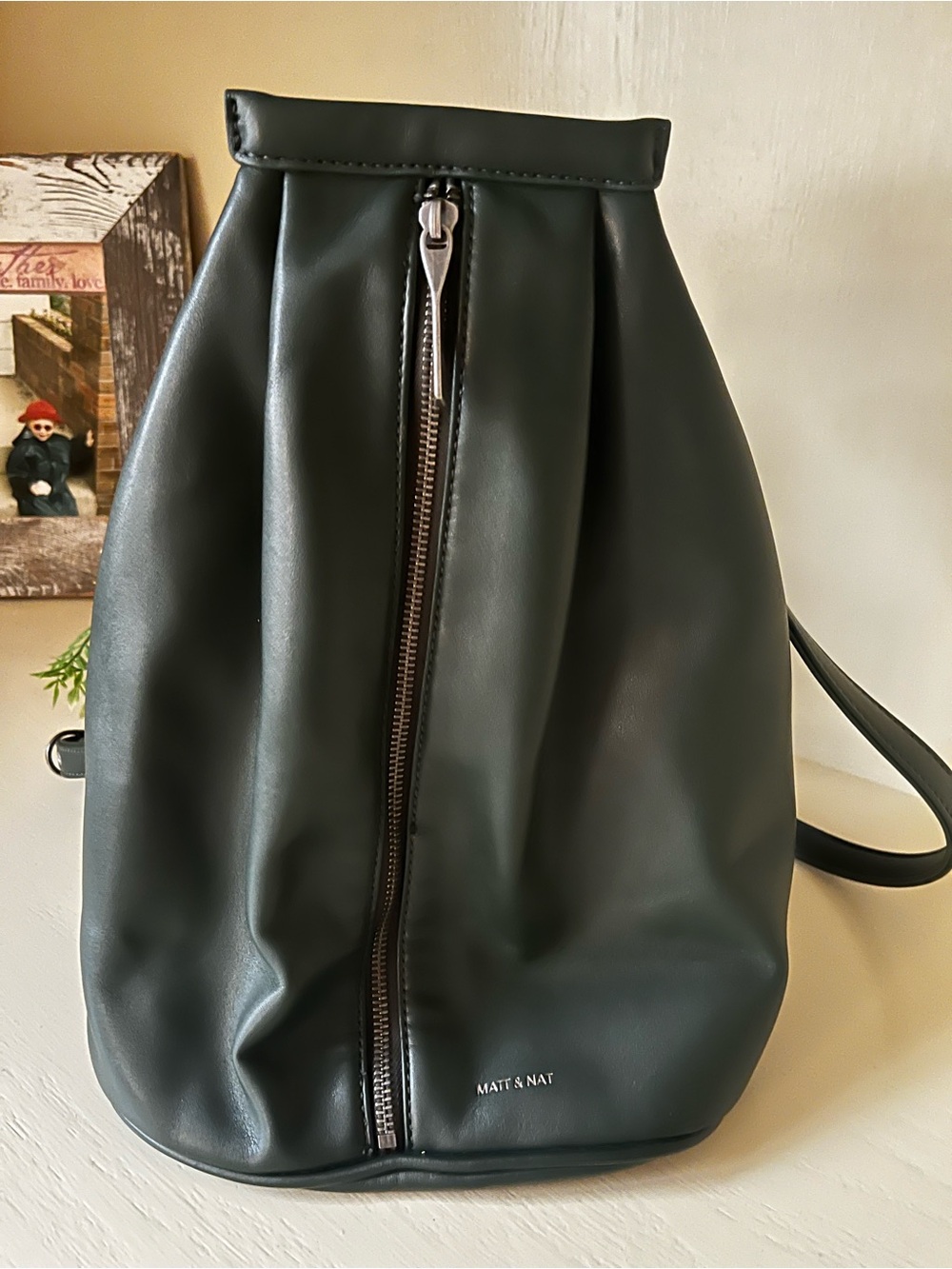 Matt & Nat Green Vegan Leather Backpack Purse